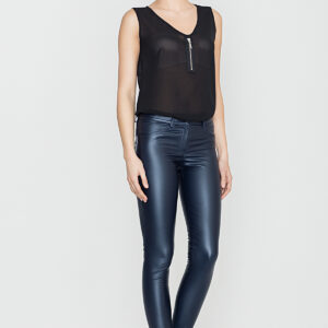 Skórzane spodnie rurki (Granatowy, L)