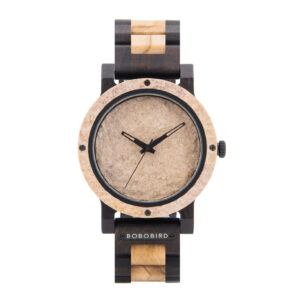 Zegarek męski drewniany z kamienną tarczą na bransolecie Bobo Bird T89-3 drewniany kamienny