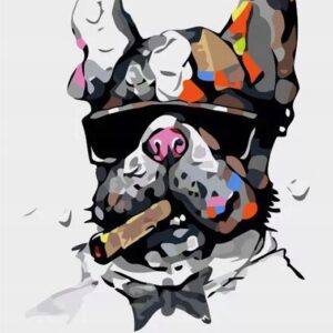 Haft diamentowy Boss buldog mozaika diamentowa diamond painting 40x30cm DP105