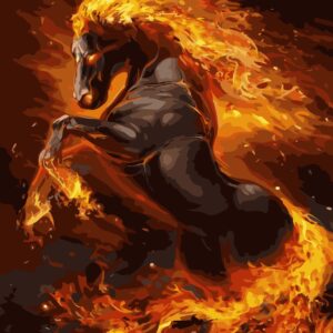 Haft diamentowy Ognisty rumak mozaika diamentowa diamond painting 40x30cm DP117