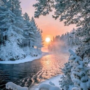 HAFT DIAMENTOWY ZIMOWA RZEKA DIAMOND PAINTING MOZAIKA DIAMENTOWA ZESTAW 5D 40X30CM DP267