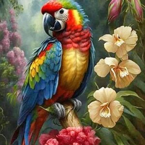 Haft diamentowy duży 60x40cm Kolorowa papuga mozaika diamentowa diamond painting DP225
