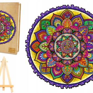PUZZLE DREWNIANE DLA DOROSŁYCH DUŻE 243 ELEMENTY MANDALA DREWNIANE PUDEŁKO
