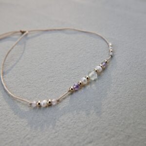 Bransoletka MOYA fluoryt i ametyst lawendowy