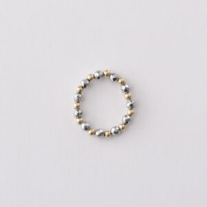 Pierścionek elastyczny gold ball hematyt jasny
