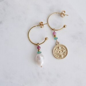 Asymetryczne kolczyki z zawieszką i kamieniami