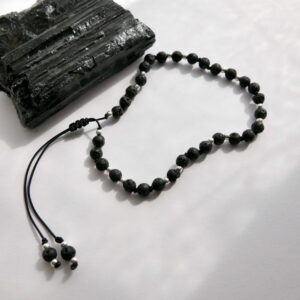 Bransoletka męska na sznurku lawa wulkaniczna no. 362
