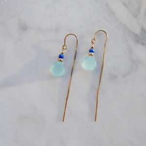 Kolczyki chalcedon i kyanit unikat no. 395