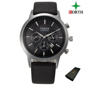 Zegarek męski na czarnym skórzanym pasku North Iceland czarny