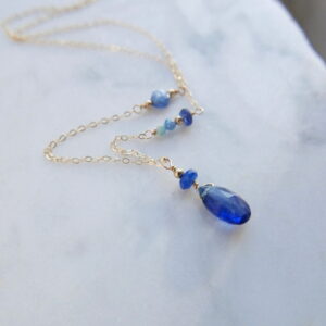 Naszyjnik kyanit i niebieskie kamienie unikat no. 388