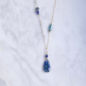 Naszyjnik morski kyanit i turmalin unikat no. 389