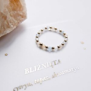 Pierścionek elastyczny znak zodiaku bliźnięta