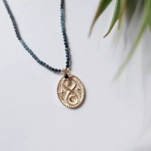 Naszyjnik cieniowany turmalin i zawieszka Dark Ocean