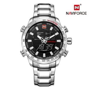 Zegarek męski na bransolecie Naviforce Rigor srebrny biały