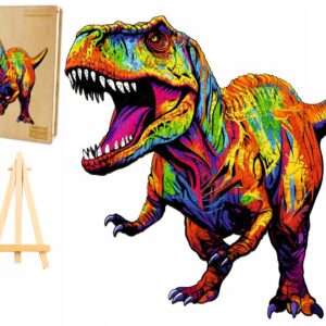 PUZZLE DREWNIANE DUŻE 230 ELEMENTÓW TYRANOZAUR W DREWNIANYM PUDEŁKU