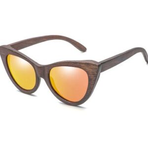 Drewniane okulary przeciwsłoneczne B09- pomarańczowe – bambus