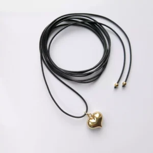 Naszyjnik złote serce na rzemyku