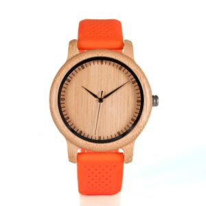 Zegarek damski drewniany na pasku Bobo Bird Color Silikon Orange B05