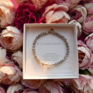 Bransoletka dla babci kamień słoneczny i perła