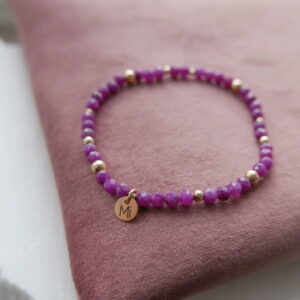 Bransoletka elastyczna rubin malinowy L