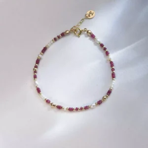 Bransoletka rubin i perły