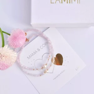 Bransoletka dla mamy i córki kunzyt i perła