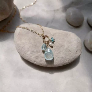 Złoty naszyjnik z zawieszką z kamieniami naturalnymi no. 421