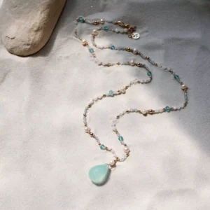 Jedwabny naszyjnik z chalcedonem AQUA