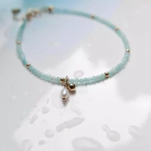 bransoletka amazonit z zawieszką z perłą i bąbelkiem