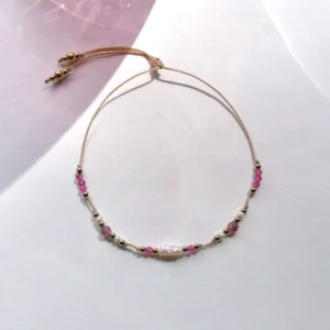 bransoletka na sznurku turmalin i nieregularna perła MOYA