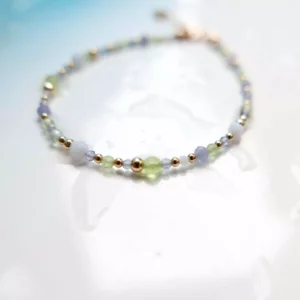 Bransoletka kamienie naturalne tanzanit, chalcedon, oliwin