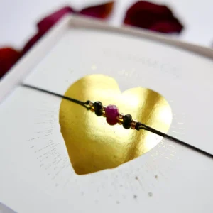 Bransoletka na walentynki z rubinem i czarnym turmalinem