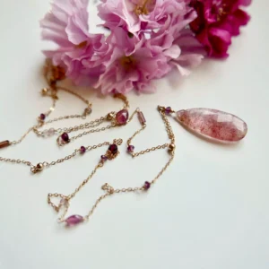 Naszyjnik big candy kwarc truskawkowy unikat No. 103