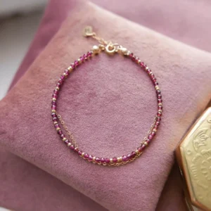 Bransoletka z granatami i łańcuszkiem