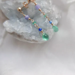 Kolczyki kwarc ze szmaragdem i tanzanitem unikat No. 66