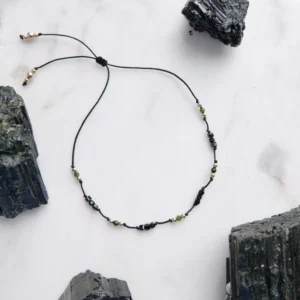 Bransoletka na sznurku turmaliny czarne i zielone Moya