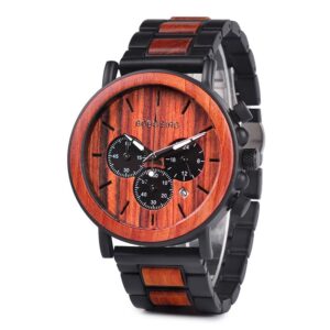 Zegarek męski drewniany na bransolecie Bobo Bird Max P09-3 kamienna tarcza