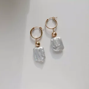 Kolczyki koła z szarą perłą HOOPS EMMA