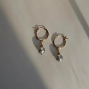 Kolczyki koła szare perły HOOPS