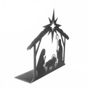 Srebrna szopka wigilijna na okno – dekoracja świąteczna Bożego Narodzenia – Czarny