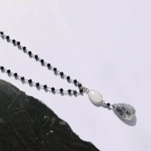 Długi naszyjnik spinel z kwarcem piegowatym srebro