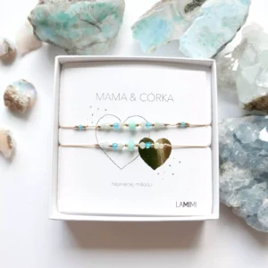 Zestaw bransoletek Matka i Córka z opalem błękitnym