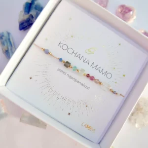 Bransoletka dla mamy z kolorowymi kamieniami na sznurku