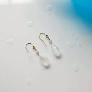 Kolczyki z kamieniem księżycowym i akwamarynem unikat no. 512