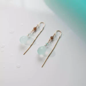Kolczyki z niebieskim kamieniem chalcedonem unikat no. 509