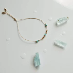 Bransoletka z kamieni naturalnych na sznurku larimar i kamień słoneczny Moya