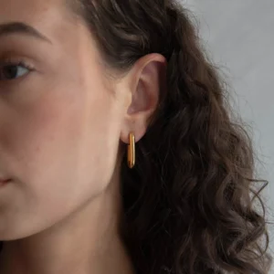 Pozłacane kolczyki ze stali otwarte no. 517