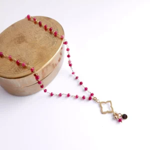 Naszyjnik różaniec z jadeitem i spinelem