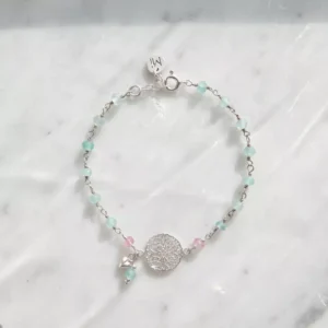 Bransoletka różaniec apatyt z kwarcem