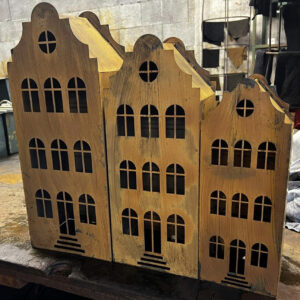 Komplet Rdzawych Domków Lampionów